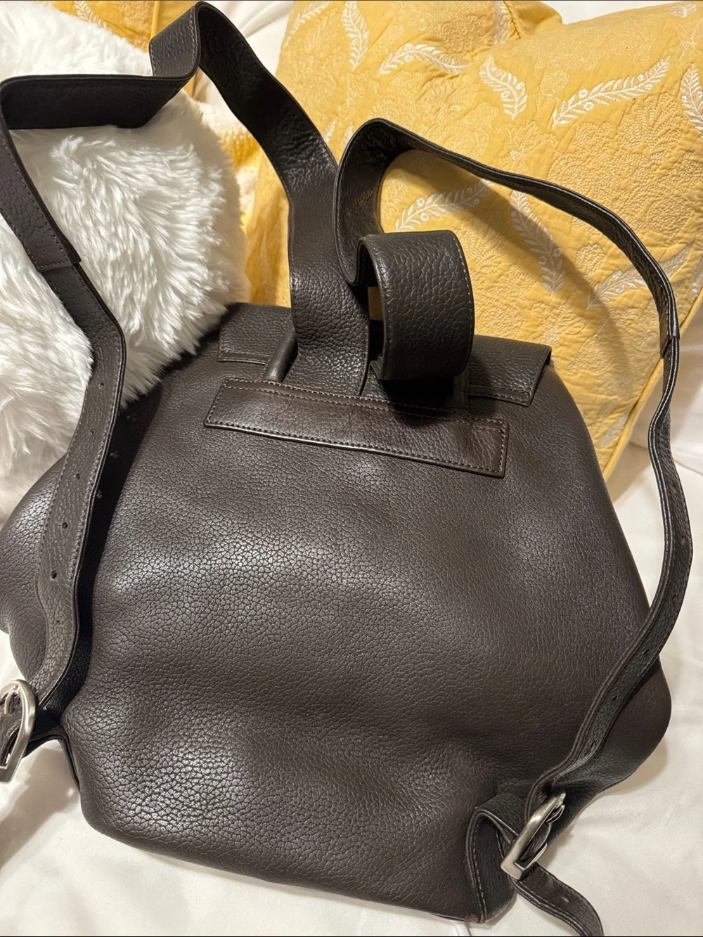 Eddie Bauer Classic Pebbled Leather Backpack in Dark Brown